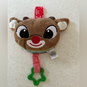 Rudolph the Red-Nosed Reindeer Plush Crib Car Seat Stroller w Teether Baby Toy
